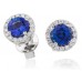 Round Blue Tanzanite & Diamond Cluster Earrings Round Blue Tanzanite & Diamond Cluster Earrings