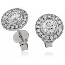 Classic Round Diamond Single Halo Earrings