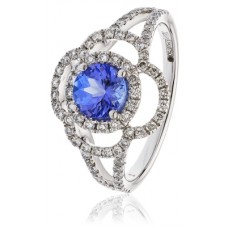 Oval Blue Tanzanite & Diamond Engagement Ring