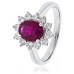 Oval Shaped Ruby & Diamond Cluster Ring