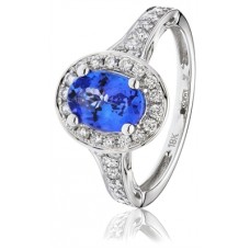 Oval Blue Tanzanite & Diamond Engagement Ring Oval Blue Tanzanite & Diamond Engagement Ring