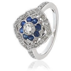 Blue Sapphire & Diamond Dress Ring