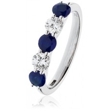 Blue Sapphire & Diamond Eternity Gemstone Ring