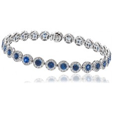 Elegant Diamond & Blue Sapphire Tennis Bracelet