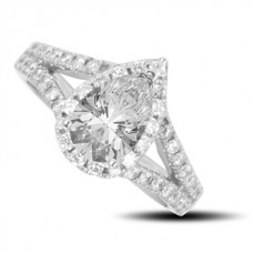 Pear Diamond Single Halo Shoulder Set Ring