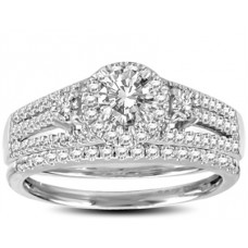Unique Diamond Trio Matching Diamond Ring Set