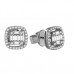 Round & Baguette Diamond Cluster Earrings