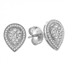 Elegant Pear Shaped Round Diamond Cluster Earrings