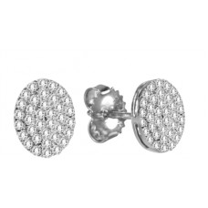 Elegant Oval Shaped Round Diamond Cluster Earrings