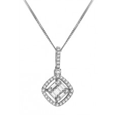 Round & Baguette Diamond Designer Pendant