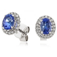1.30ct Vs/fg Tanzanite & Diamond Cluster Earrings