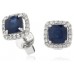Blue Sapphire & Diamond Cluster Earrings