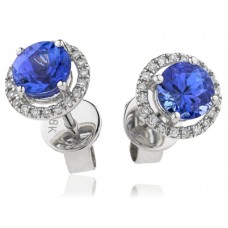 1.40ct Vs/fg Tanzanite & Diamond Cluster Earrings