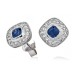 Blue Sapphire & Diamond Cluster Earrings Blue Sapphire & Diamond Cluster Earrings