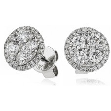 0.90ct Vs/fg Round Diamond Cluster Earrings