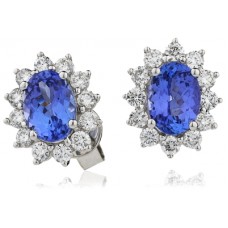 Blue Tanzanite & Diamond Cluster Earrings