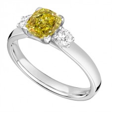 Yellow Cushion Diamond Trilogy Ring