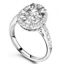 Unique Oval Diamond Single Halo Shoulder Set Ring