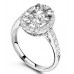 Unique Oval Diamond Single Halo Shoulder Set Ring