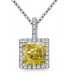Fancy Yellow Cushion Diamond Halo Pendant