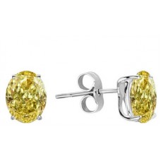 Fancy Yellow Oval Diamond Stud Earrings
