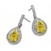 Fancy Yellow Pear Diamond Halo Earrings