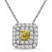 Fancy Yellow Cushion Diamond Halo Pendant