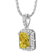 Fancy Yellow Radiant Diamond Halo Pendant