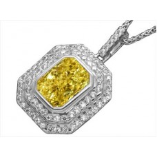 Fancy Yellow Radiant Diamond Halo Pendant