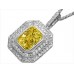 Fancy Yellow Radiant Diamond Halo Pendant