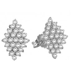 Elegant Marquise Shaped Round Diamond Cluster Earrings