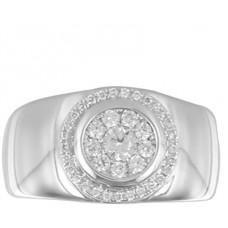 9mm Unique Round Diamond Cluster Mens Ring