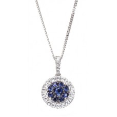 Starla Blue Sapphire & Diamond Halo Pendant