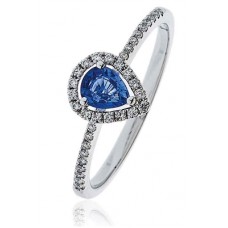 Pear Blue Sapphire & Diamond Ring