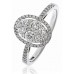 Modern Oval Shaped Round Diamond Cluster Halo Ring