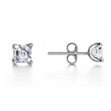 Four Corner Prong Asscher Diamond Stud Earrings