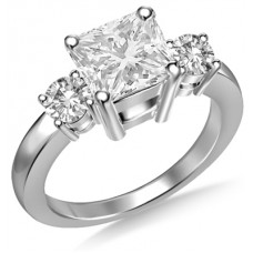 Princess & Round Diamond Trilogy Ring