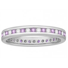 3mm Pink Sapphire And Diamond Eternity Ring 3mm Pink Sapphire And Diamond Eternity Ring