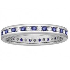 3mm Blue Sapphire And Diamond Eternity Ring