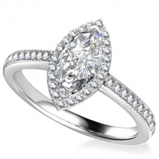 Marquise Diamond Single Halo Shoulder Set Ring Marquise Diamond Single Halo Shoulder Set Ring