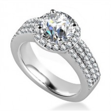 Unique Three Row Round Diamond Halo Ring