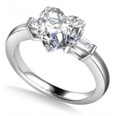 Modern Heart & Baguette Diamond Trilogy Ring
