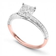 1.00ct Si1/g Princess Diamond Shoulder Set Ring