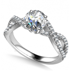 Infinity Twist Round Diamond Vintage Engagement Ring