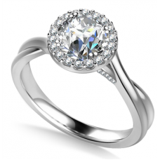 Twist Round Diamond Single Halo Ring