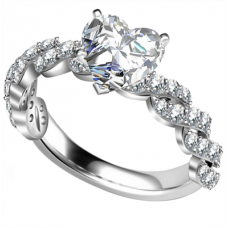 Embellished Twist Heart Diamond Vintage Plait Ring