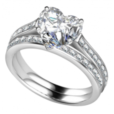 Heart Shoulder Set Ring With Matching Band