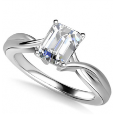 Modern Intertwined Emerald Diamond Engagement Ring