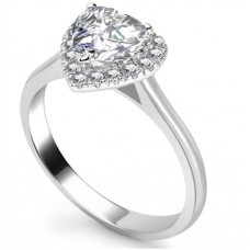 Modern Heart Diamond Single Halo Ring