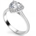 Modern Heart Diamond Single Halo Ring